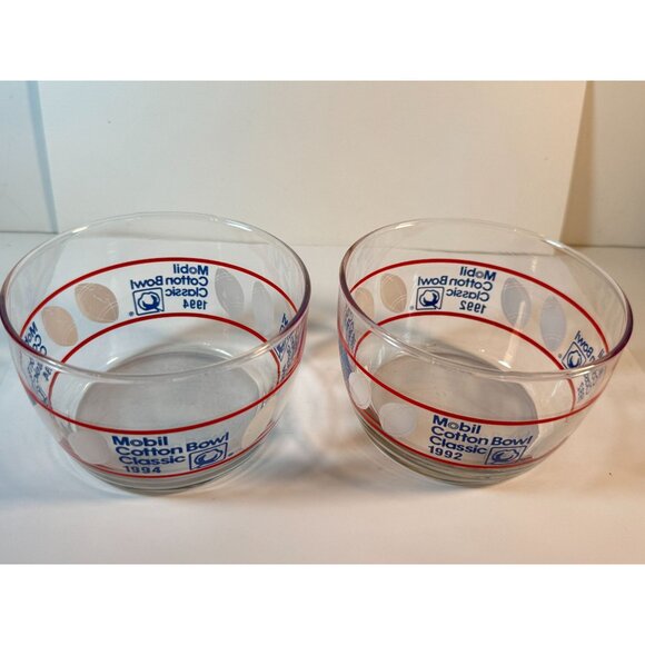 Vintage Mobil Cotton Bowl Classic 1994 Football Glass Snack Candy Cereal Bowl - Picture 3 of 8